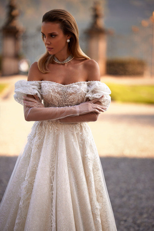 Zara Corset Beaded Lace A-line Organza & Mesh Wedding Dress by Luce Sposa
