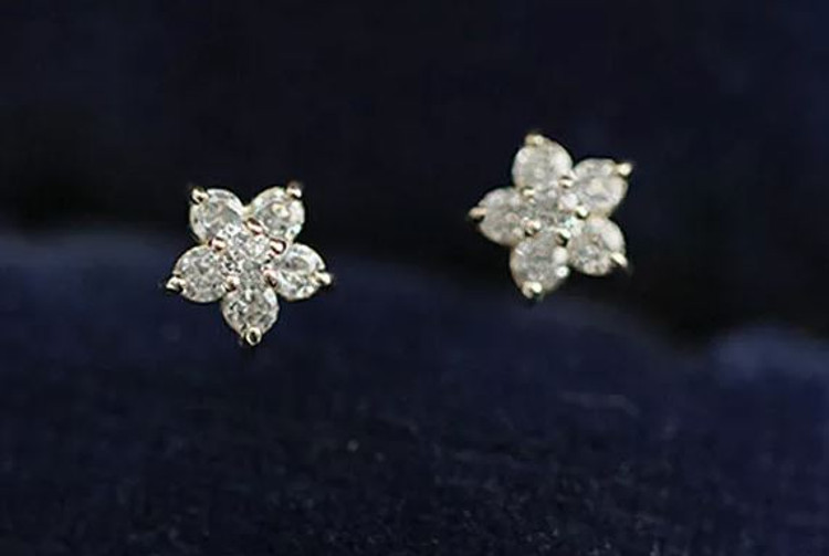 Pavé Crystal Five-pointed Star Earrings in 925 Sterling Silver or Gold