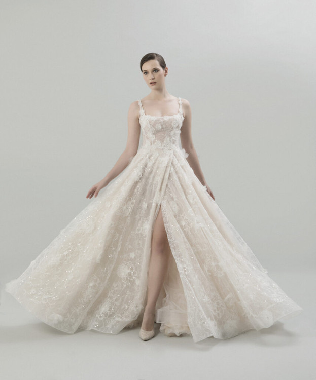 Zinnia Beaded Lace Fitted Wedding Gown by Inezia Chrizita