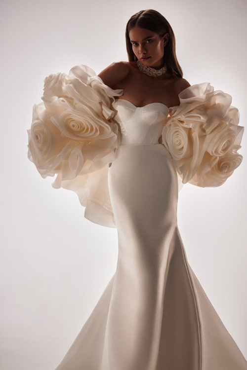 Belinda Wedding Dress by Luce Sposa with optional Cape, Necklace