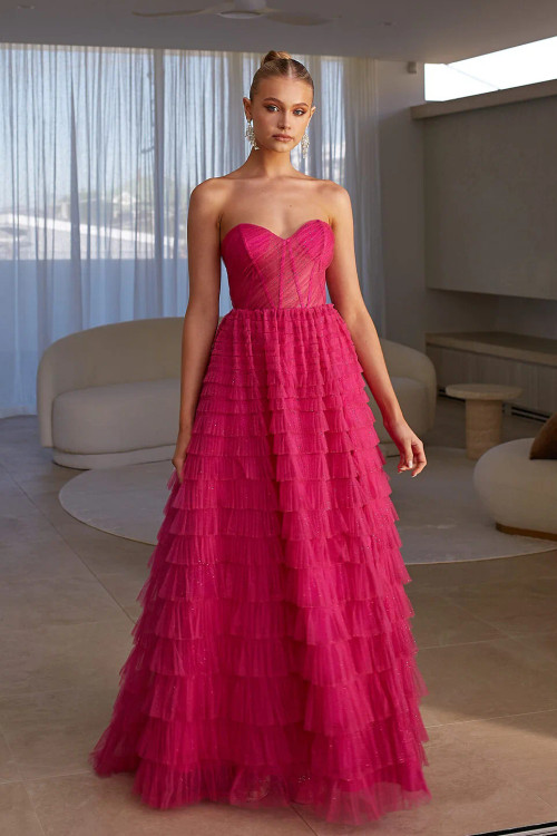 DERYA PO2481 Formal Dress by Tania Olsen with Ethereal Ruffled Tulle