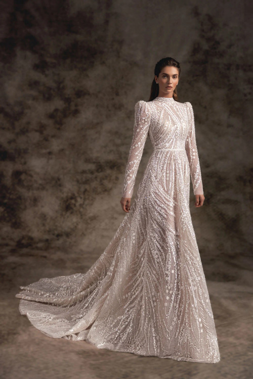 Bristol Beaded Lace A-line Long Sleeves Wedding Dress by Wona Concept (call for price)