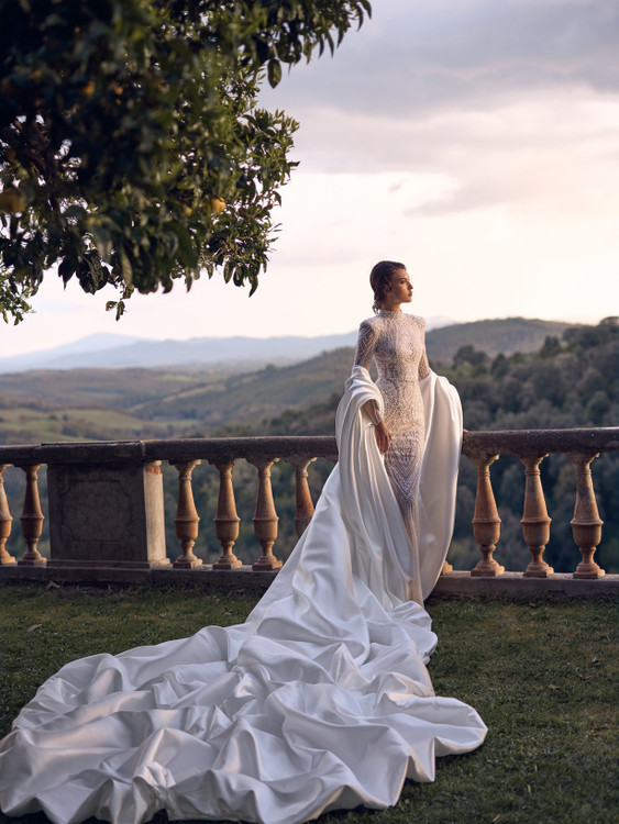Aphrodite Mermaid Lace & Beaded Wedding Dress with optional Cape by Wona Concept - Dress only 
