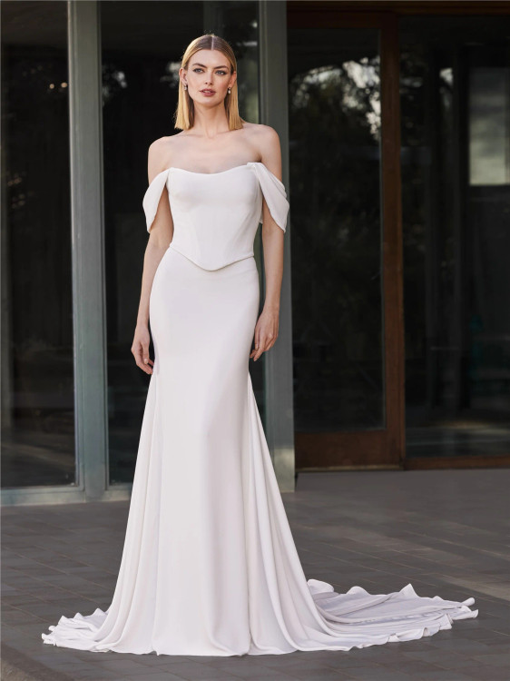 Polenia Mermaid Crepe Wedding Dress by Pronovias