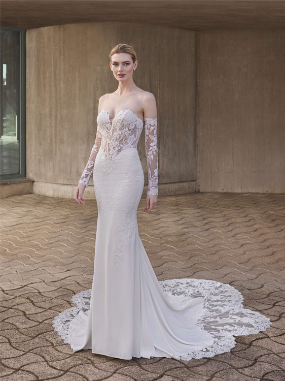 Anok Lace Strapless Mermaid Wedding Dress by Pronovias