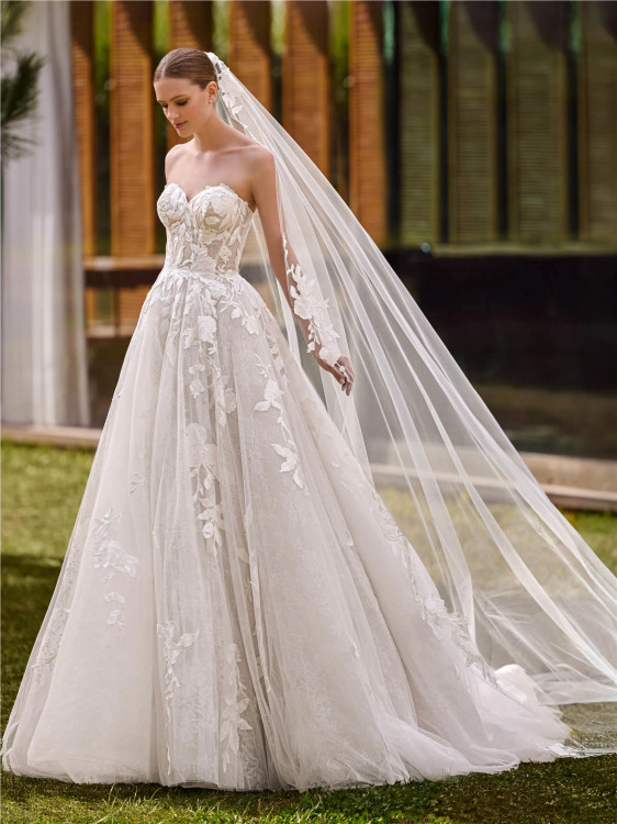 Sibila Wedding Dress by Pronovias Strapless Princess dress