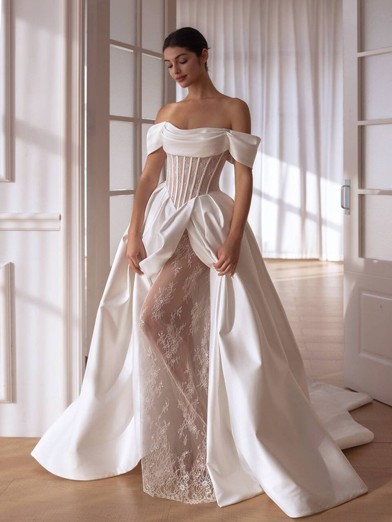 Peyton Off-Shoulder Mikado Wedding Dress 