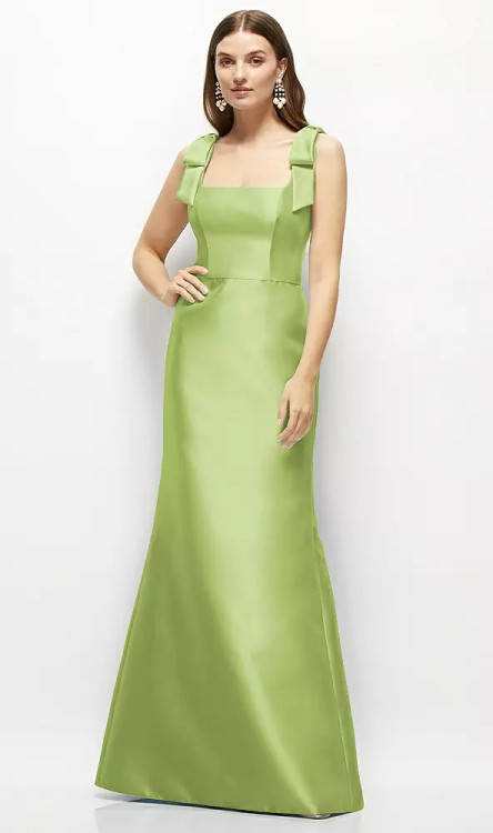 FLORAL SATIN FIT AND FLARE MAXI DRESS WITH SHOULDER BOWS D868 by Dessy available in 30 colours (available online only)