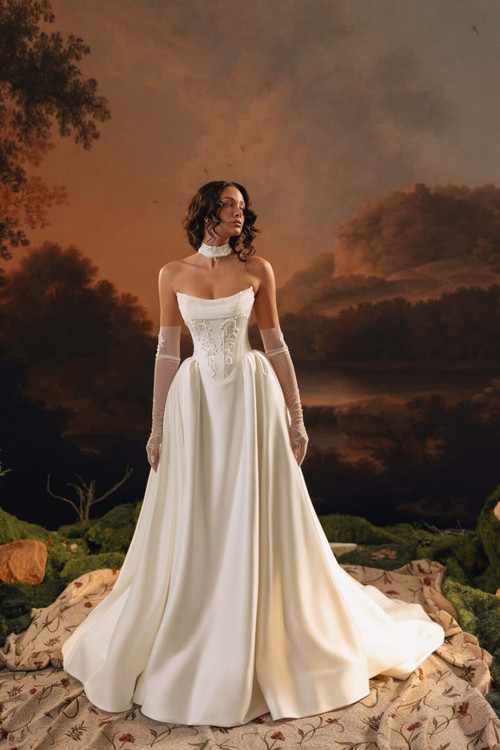 Amira Satin Wedding Dress by Anne Mariee