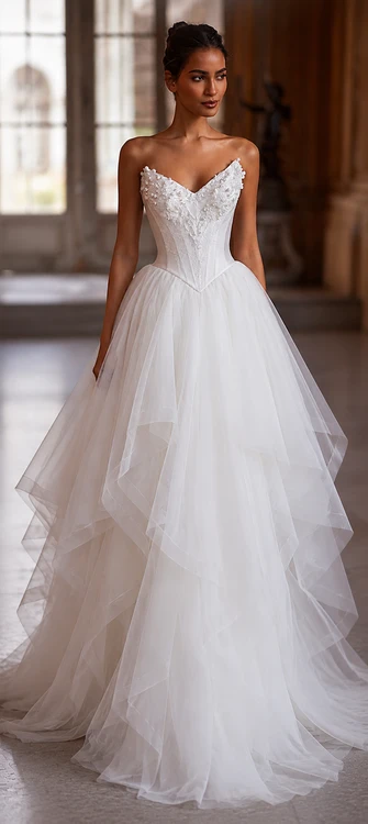 Alana in Tulle handkerchief Princess Wedding Dress Luce Sposa