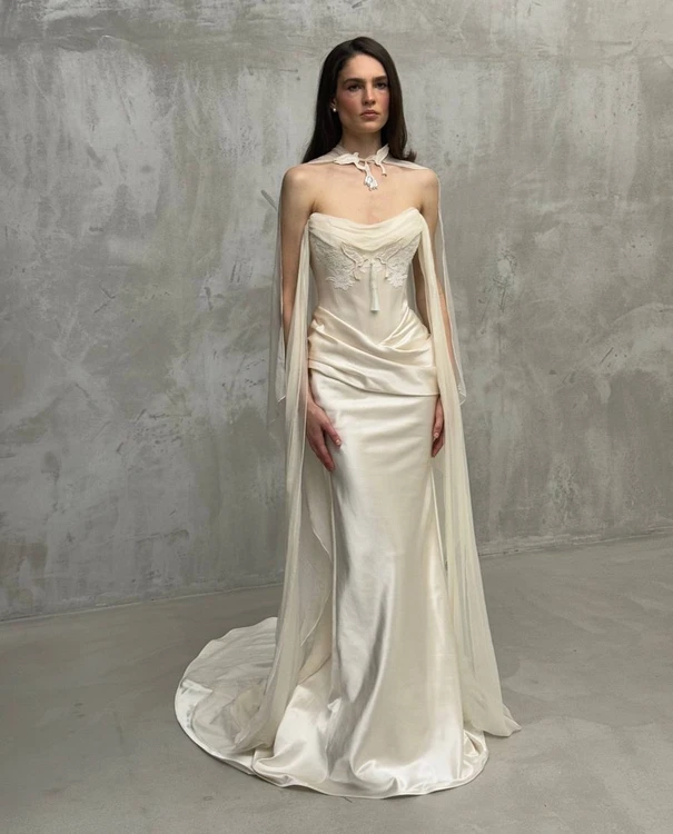 Kunst Satin Fitted Wedding Dress by Rara Avis Bridal