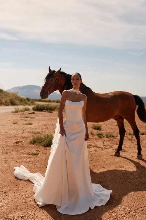 Vidette Minimalist Satin A-line Wedding Dress by Luce Sposa 