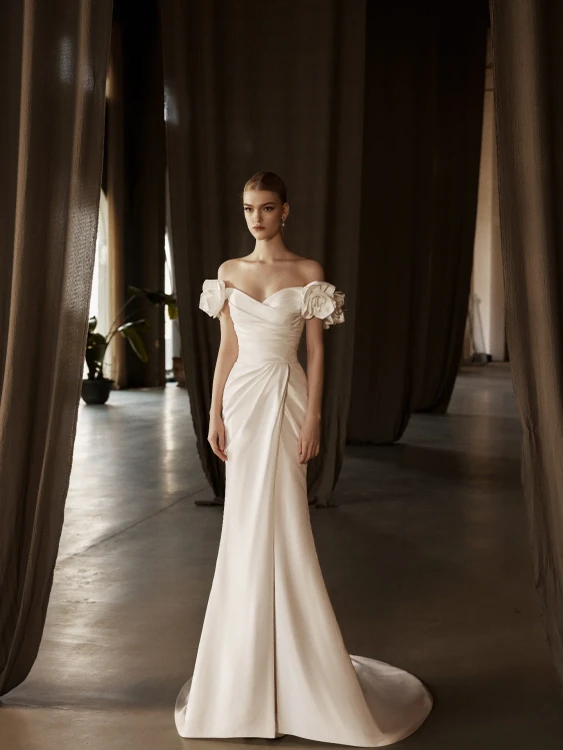 Eloise Satin  fit-and-flare Wedding Gown