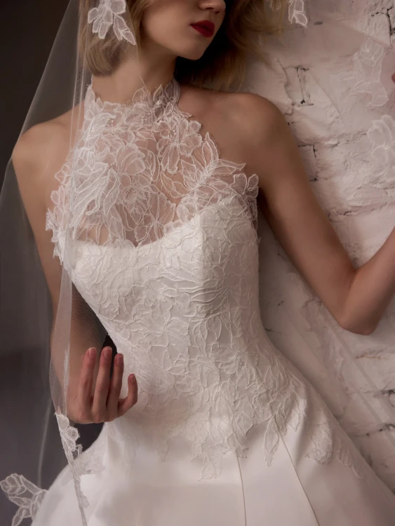 Hazel Satin Halter-Neck Wedding Dress 
