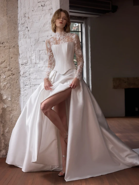 Audrey Satin 2pcs Wedding Dress 