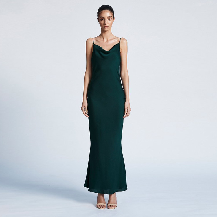 Shona Joy Bias Cowl Slip Dress - Emerald