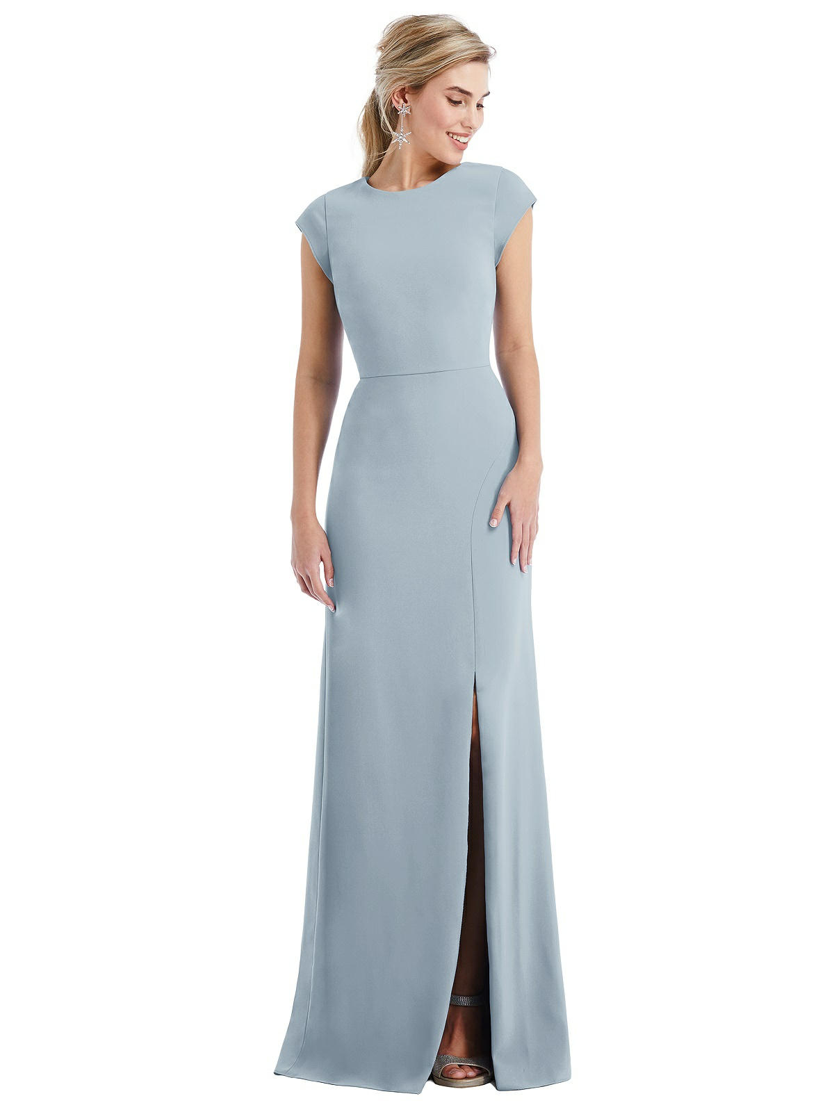 Bishop Sleeve Open-back Trumpet Bridesmaid Dress With Scarf Tie In