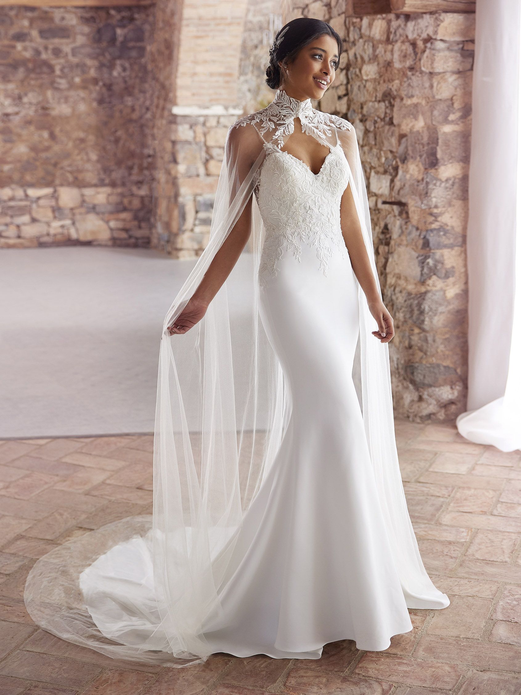 Wedding gown hot sale with cape