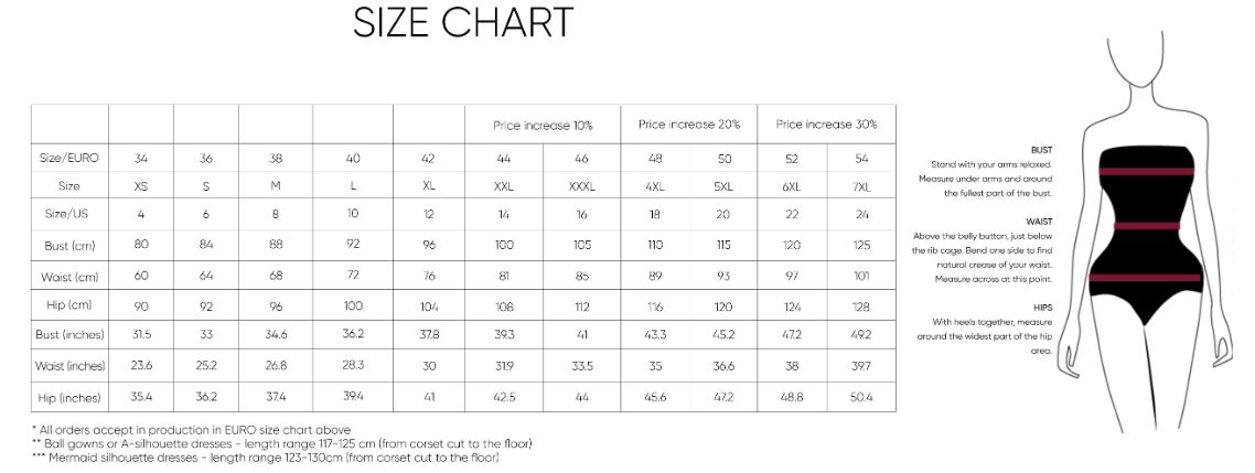 Pronovias Size Chart