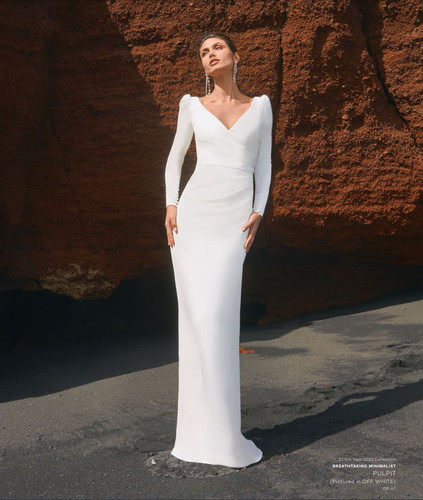 Pulpit Crepe A-Line Wedding Gown by Pronovias Bridal Shops