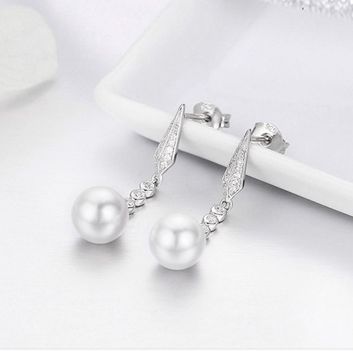 Geometric Drop Pearl Earrings | Buy Online Bridal Pearl Earrings ...