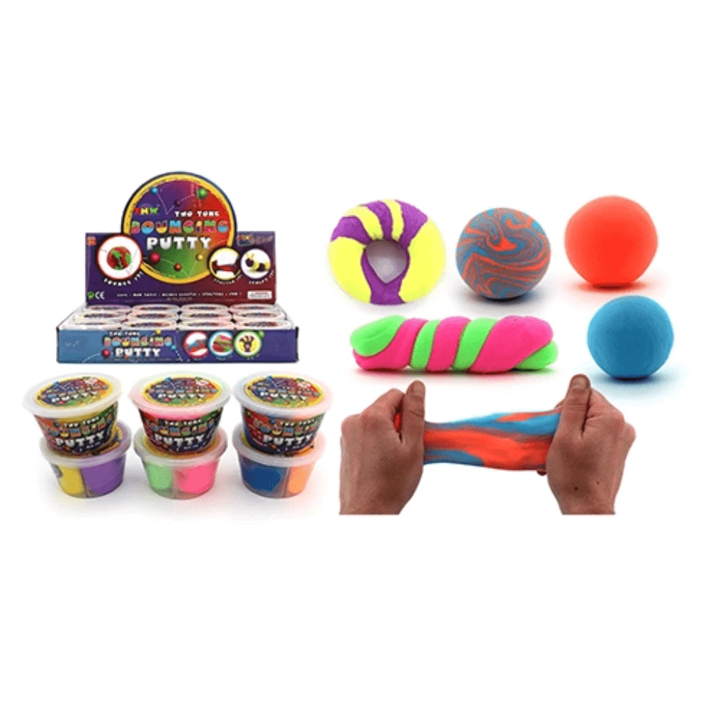 This light weight and highly elastic Bouncing Putty Two Tone can be stretched, bounced or shaped into your own unique colourful creation.