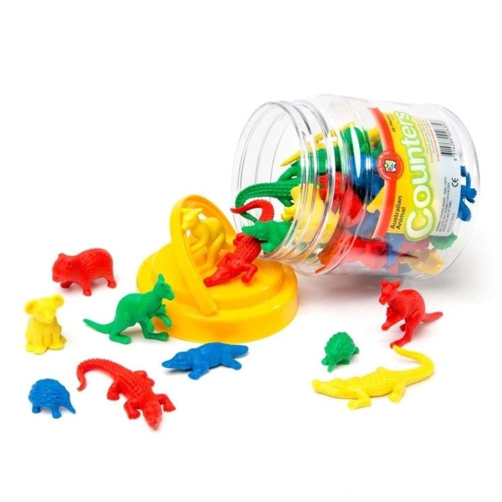 These brightly coloured plastic Australian Animals Counters Jar of 48 are a fun way to learn about pairing, matching and grouping activities.