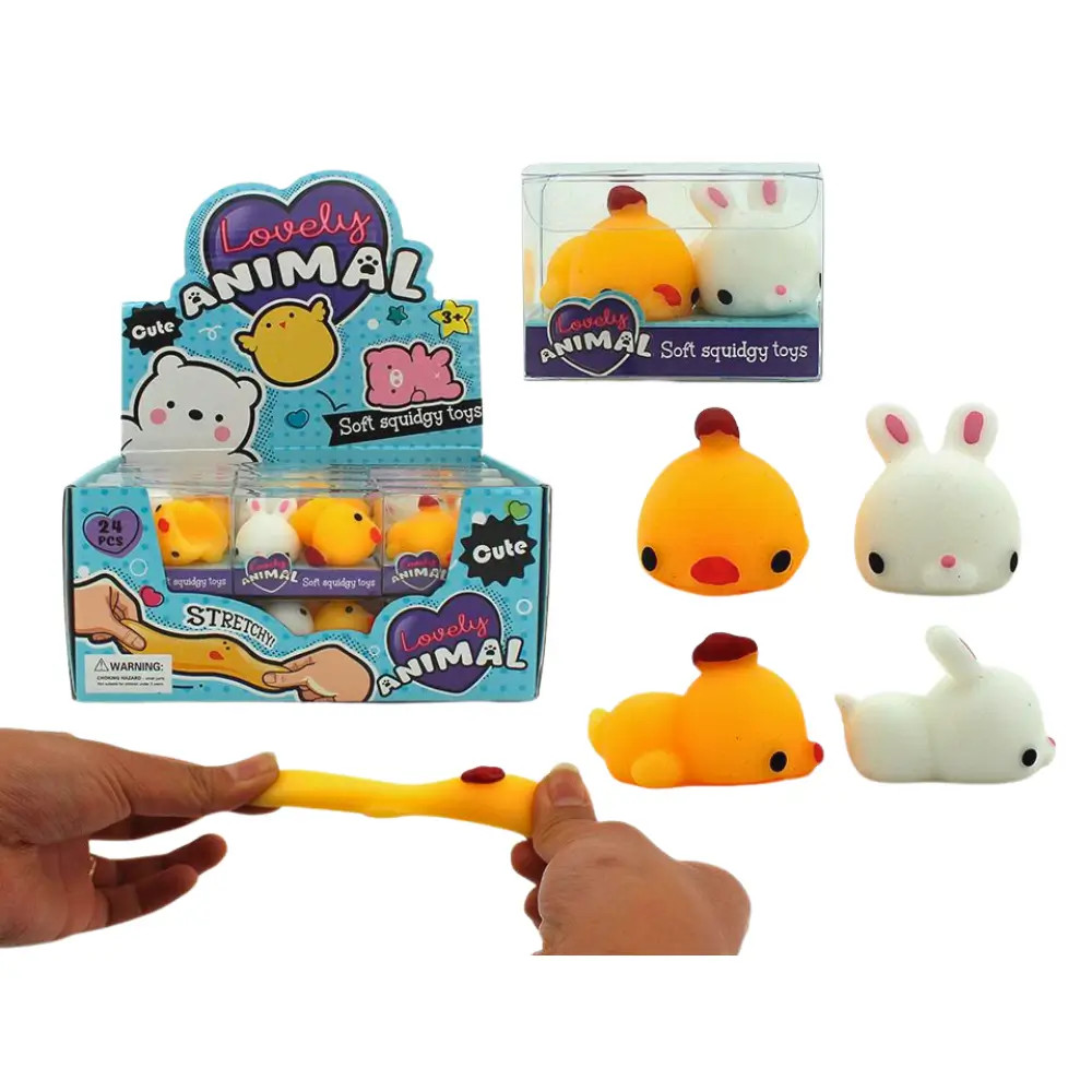 The Mini Mochi Bunny & Chick are super soft, stretchy fidget toys with that smooth, rubbery “mochi” texture everyone loves.