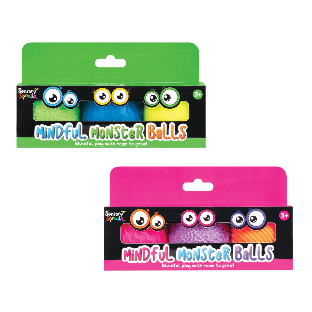 Relax, focus, and have fun with Sensory Sprouts Mindful Monster Balls – the squishy, tactile monsters that make mindfulness a playful adventure!