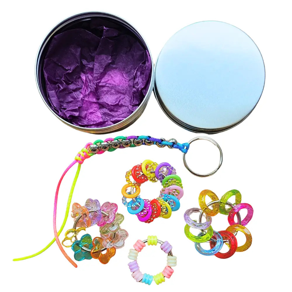 The Dinky Things Fidget Kit bundles our most-loved textures and motions for calm focus on the go - anywhere busy hands need something to do.