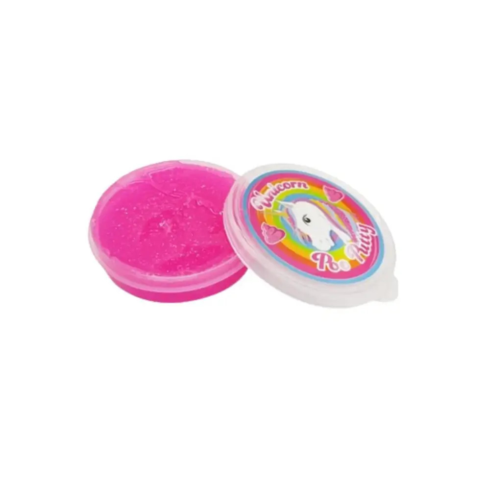 Get ready for a magical adventure with Unicorn Poo Putty! This isn't ordinary putty; it's a mystical sparkling pink like the fur of a unicorn in the sun.