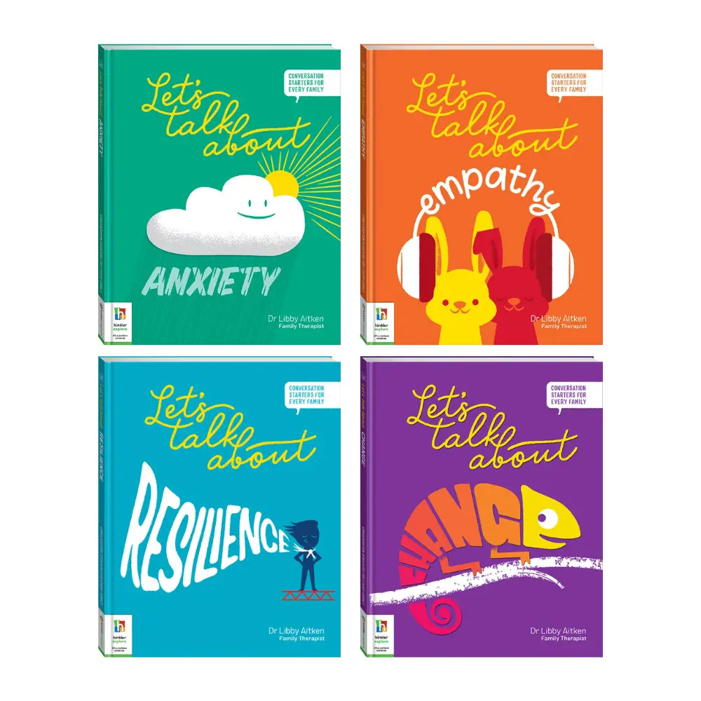 Let's Talk About Series Set uses simple language, gentle questions and warm illustrations to spark calm, meaningful chats at home or in the classroom.