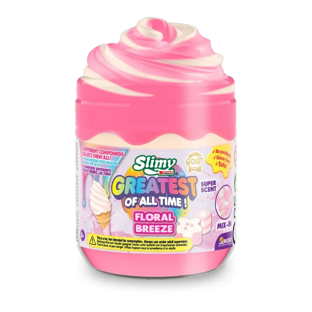 Discover Slimy Greatest of All Time slime! Super scented, stretchy slime with fun mix-ins, colourful designs and exciting collectable varieties to discover.