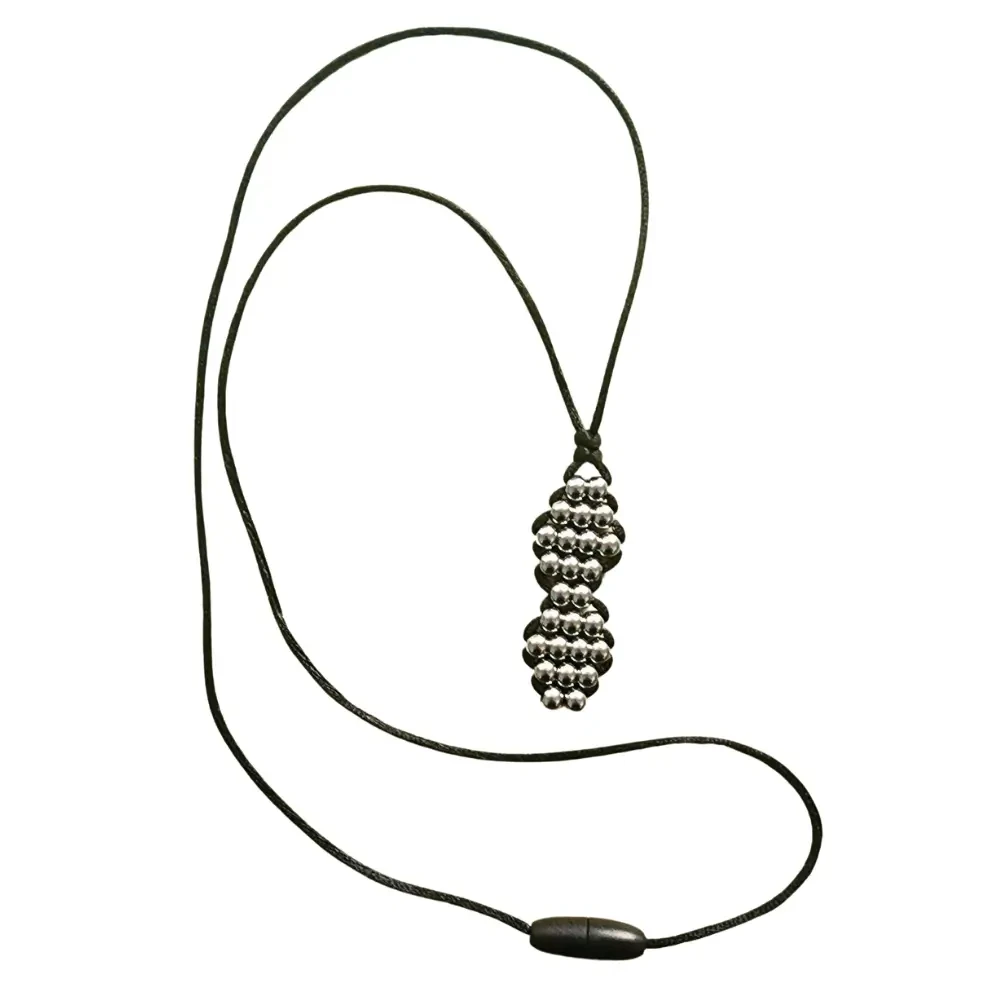 The Cosmic Metal Fidgets - Cetus Necklace Double is a wearable sensory necklace with smooth stainless steel beads and a flexible woven design for calming tactile input and everyday fidgeting.