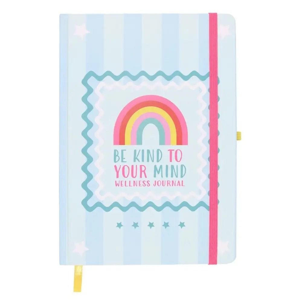 Support your wellbeing with the Be Kind To Your Mind Wellness Journal. Features guided daily prompts, gratitude pages and a matching citrine pen to encourage mindfulness and self-care.