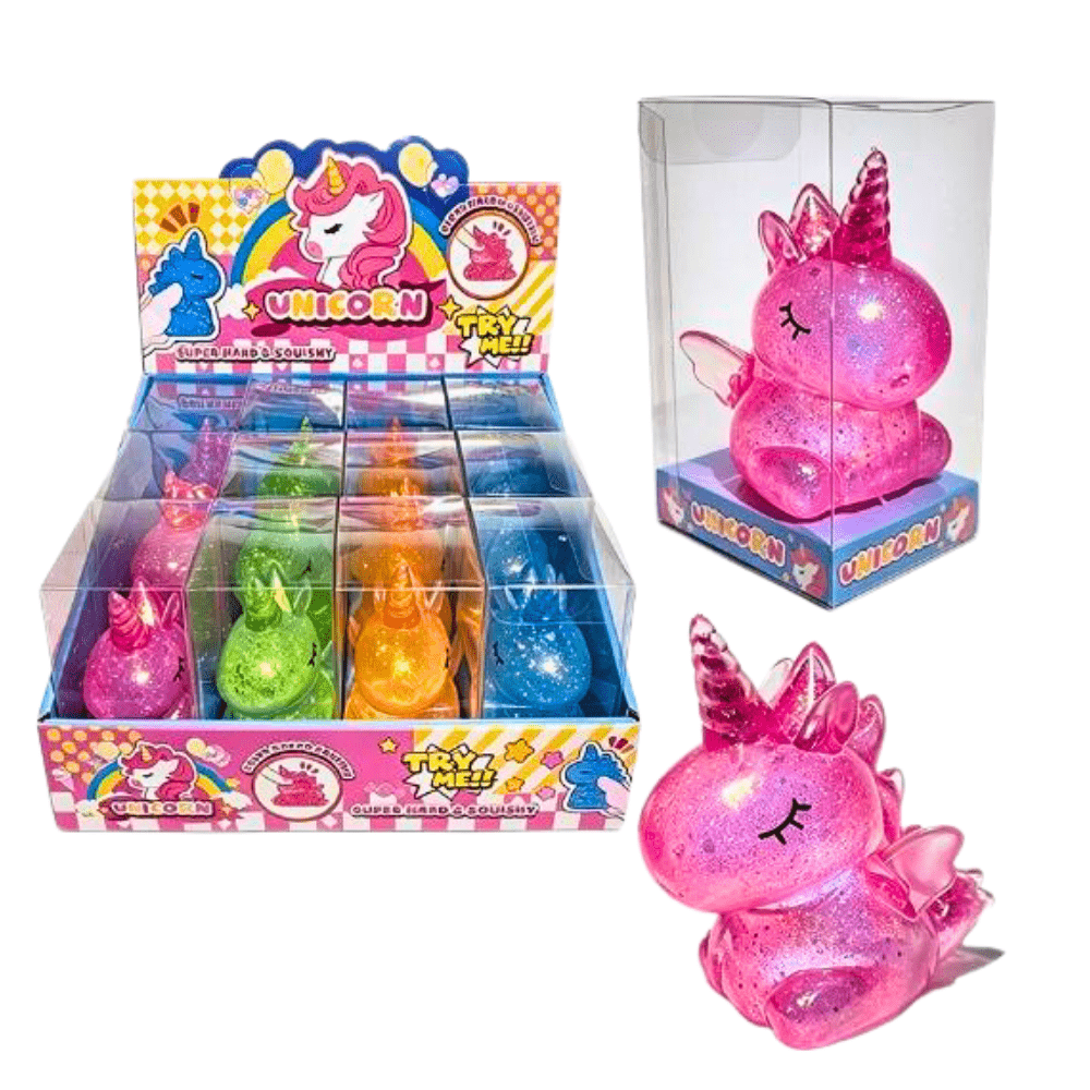 Discover the Squishy Glitter Unicorn! A glitter-filled sensory squeeze toy that's perfect for fidgeting, stress relief, sensory play and unicorn lovers of all ages.