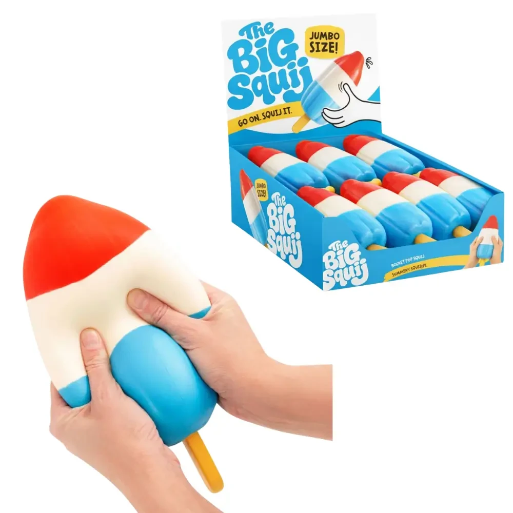 The Big Squij Rocket Pop is a jumbo, ultra-soft slow-rising squishy with a fun retro icy pole design. Perfect for sensory play, stress relief and novelty gifting.