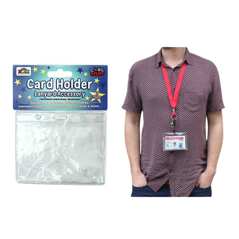 Lanyard ID Card Holders 3 Pack suitable for communication cards, ID cards, transport cards and other frequently used cards. Approx. 10 x 8 cm each.