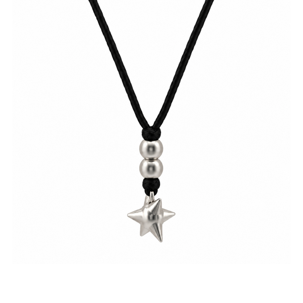 Cosmic Metal Fidgets - Apophis Spiky Fidget Necklace is a discreet metal fidget necklace with a tiny spiky star and smooth beads for strong tactile sensory feedback and busy hands.