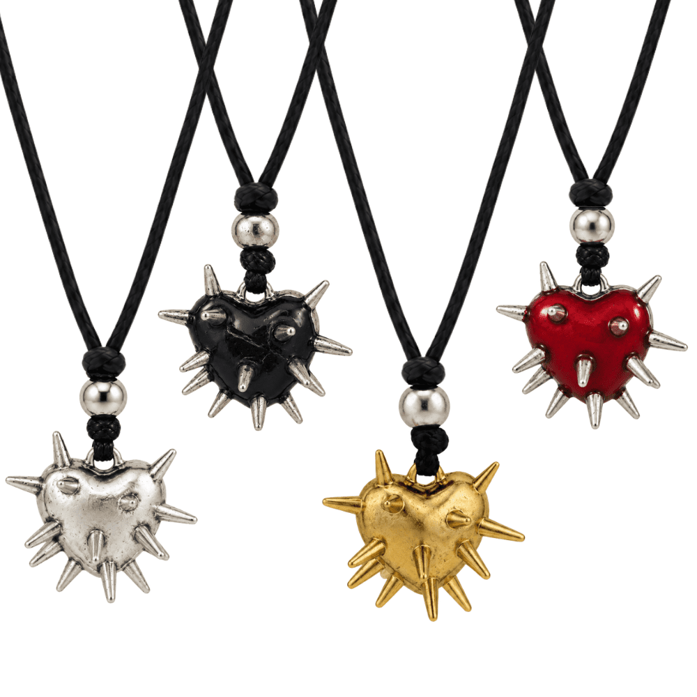 Handmade Cosmic Metal Fidgets - Heart Nebula Spiky Fidget Necklace with non-sharp spikes for strong tactile input and a smooth back for contrasting sensory feedback.