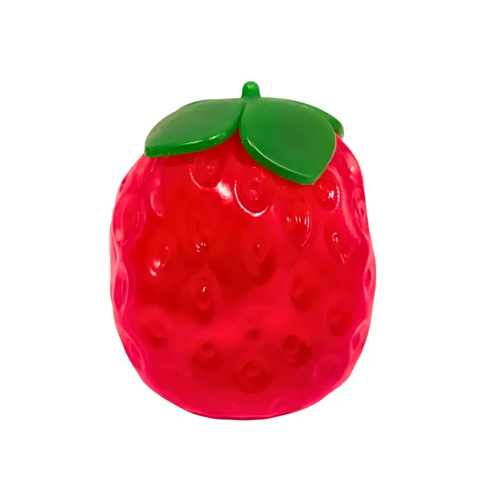 Squeeze, squash and fidget with the Squishy Coconut Oil Strawberry. A soft slow-return strawberry sensory toy for busy hands, stress relief and sensory play.