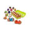 Yolkey includes 12 Eggs with matching colours & shapes that split in half & then the challenge is to match & put the correct halves together.