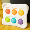 Textures, colours, shapes, & words! Fat Brain - Dimpl Duo is a delight to touch, push & pop. Its compact size is perfect for on-the-go.