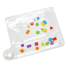 Fill the Colours & Shapes Sensory Pad with liquid then guide the shapes through 1 of the activities shown on the 8 double-sided Activity Cards.