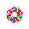 Dinky Things Fidgets - Rainbow Ring is an eye-catching fidget adorned with a kaleidoscope of smooth rainbow beads that effortlessly glide along your fingers.