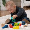 The Explore and Discover Sensory Blocks offer a diverse and multisensory learning experience by combining various shapes, textures, and sensory elements.