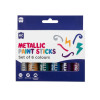 Shimmer without the mess. The EC Paint Sticks Metallic Set 6 deliver bold, opaque colour with a reflective sheen - no water, no brushes, no spills.