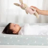 Meet Bella the Bunny, a soft 100% cotton knitted comfort toy with embroidered details, pink dress and bow. Perfect for cuddles, sensory play and gifting.