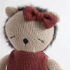 Meet Helen the Hedgehog, a soft 100% cotton knitted toy with plush detailing, embroidered features and a cosy dress. Perfect for cuddles and sensory play.