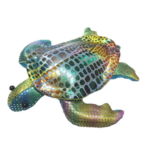 Sparkly Weighted Creature - Medium Turtle has a beautiful mottled  coloured skin, a bright blue silky bottom and weighs approx 380g.